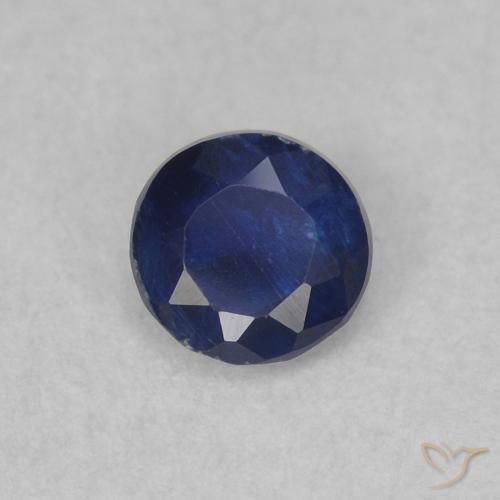 0.30ct Natural Azul oscuro Cianita, Redondo, SI