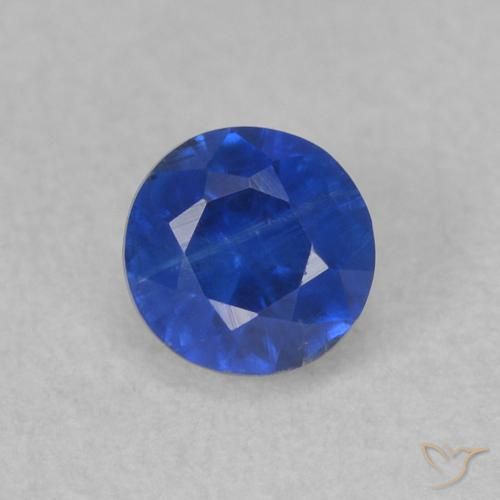 0.51ct Natural Azul azur intenso Cianita, Redondo, SI