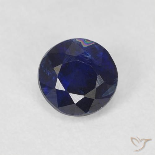0.43ct Natural Azul oscuro Cianita, Redondo, SI