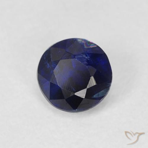 Cianita Azul oscuro natural de 0.43 ct, Redondo, SI