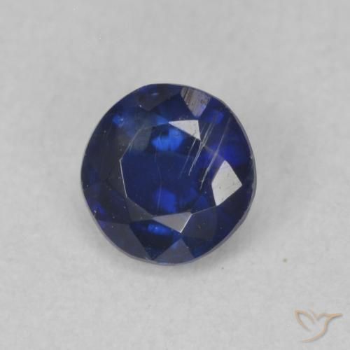 Cianita Azul oscuro natural de 0.42 ct, Redondo, SI