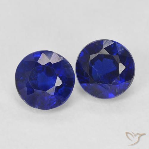 Gemas de Cianita Azul oscuro natural de 0.90 ct, Redondo, VS-SI