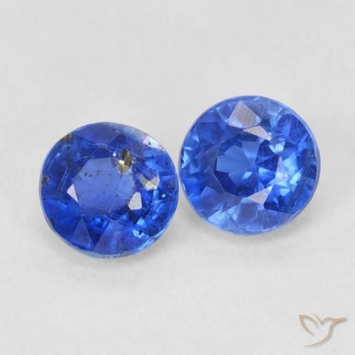 Gemas de Cianita Azul oscuro natural de 0.84 ct, Redondo, SI
