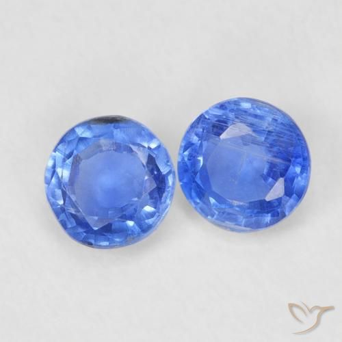 Gemas de Cianita Azul marino medio natural de 0.73 ct, Redondo, VS-SI