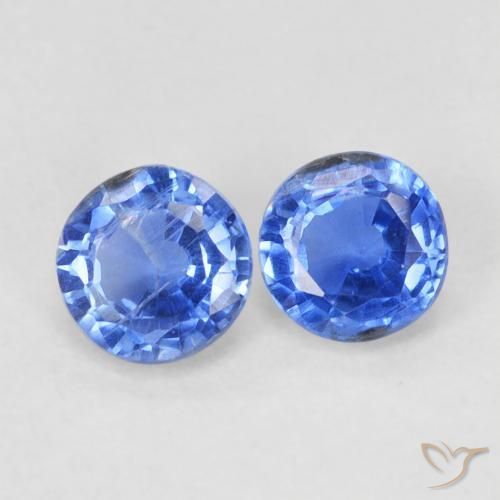 Gemas de Cianita Azul marino medio natural de 0.71 ct, Redondo, VS-SI