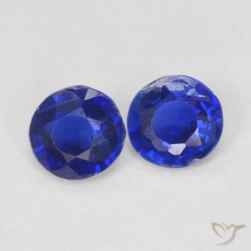 Gemas de Cianita Azul marino natural de 0.52 ct, Redondo, SI