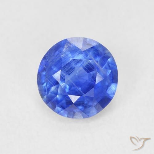 0.63ct Natural Azul azur intenso Cianita, Redondo, SI