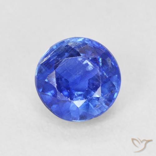 0.83ct Natural Azul oscuro cianita, Redondo, SI