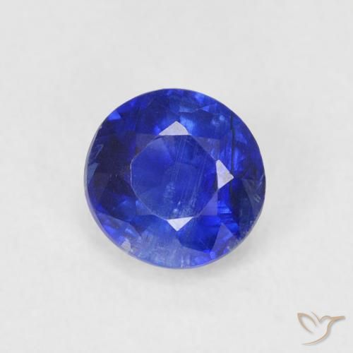 0.66ct Natural Azul oscuro Cianita, Redondo, SI