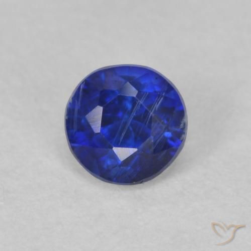 0.47ct Natural Azul marino intenso Cianita, Redondo, SI