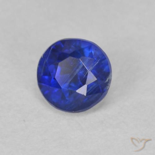Cianita Azul marino intenso natural de 0.47 ct, Redondo, SI