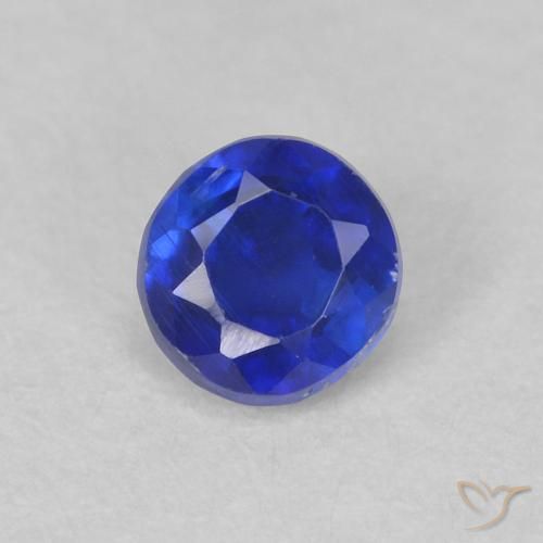 0.40ct Natural Azul marino intenso Cianita, Redondo, VS-SI