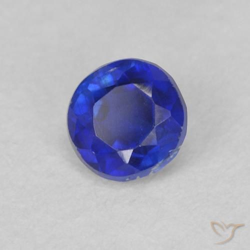 Cianita Azul marino intenso natural de 0.40 ct, Redondo, VS-SI