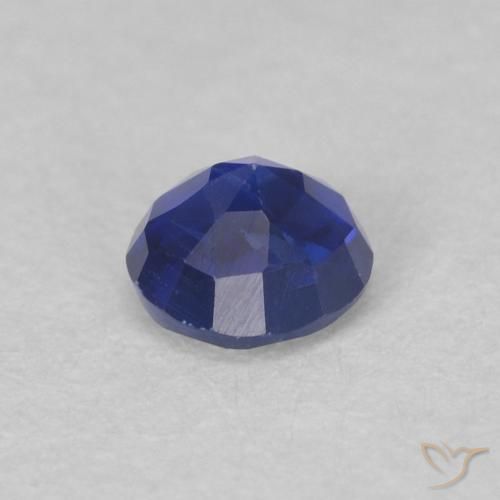 Cianita Azul marino intenso natural de 0.40 ct, Redondo, VS-SI