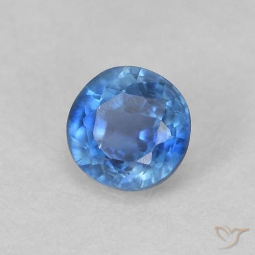 Cianita Azul marino claro natural de 0.46 ct, Redondo, VS-SI