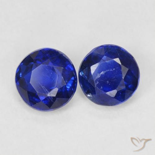Gemas de Cianita Azul real natural de 0.78 ct, Redondo, VS-SI