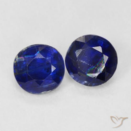 Gemas de Cianita Azul real natural de 0.68 ct, Redondo, VS-SI