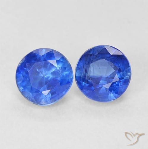 Gemas de Cianita Azul azur intenso natural de 0.90 ct, Redondo, VS-SI