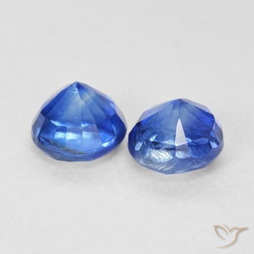 Gemas de Cianita Azul azur intenso natural de 0.90 ct, Redondo, VS-SI