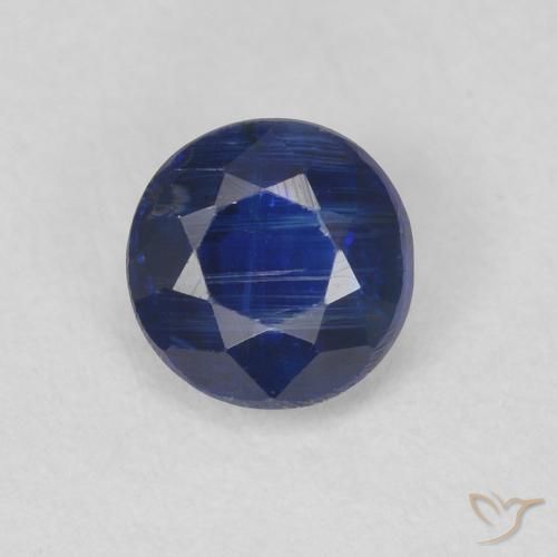 0.71ct Natural Azul marino Cianita, Redondo, SI