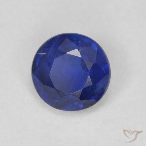 0.64ct Natural Azul oscuro cianita, Redondo, SI