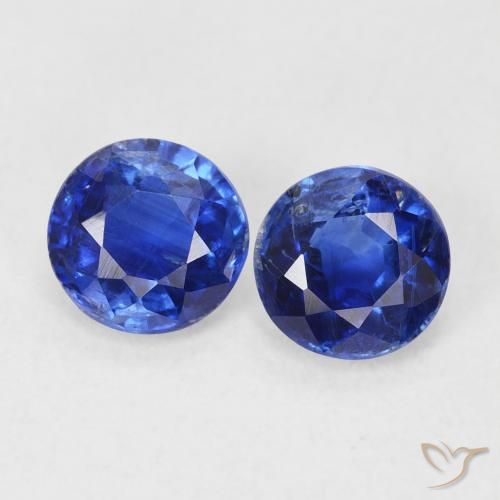 1.27ctw Natural Azul oscuro Cianita, Redondo, SI