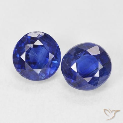 1.68ctw Natural Azul oscuro Cianita, Redondo, SI
