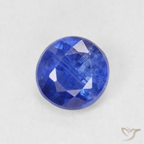 0.71ct Natural Azul marino Cianita, Redondo, SI