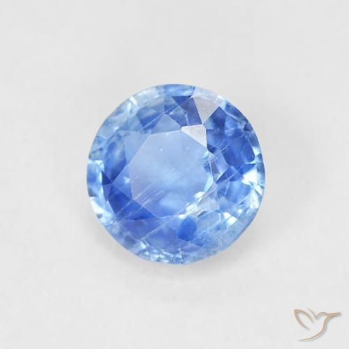 Cianita Azul medio natural de 0.68 ct, Redondo, SI