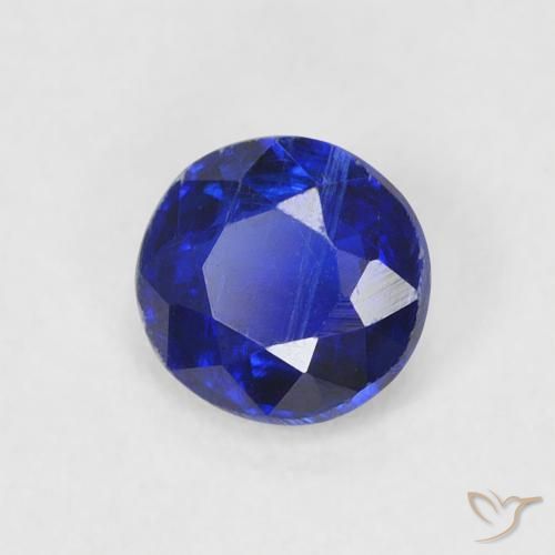 Cianita Azul marino intenso natural de 0.53 ct, Redondo, SI