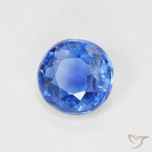 Cianita Azul marino claro natural de 0.65 ct, Redondo, SI
