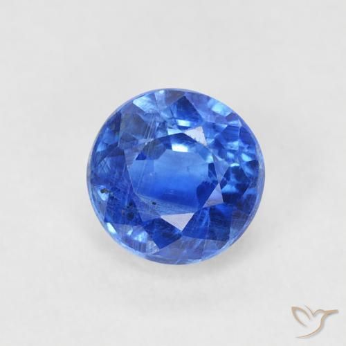 Cianita Azul medio natural de 0.81 ct, Redondo, SI