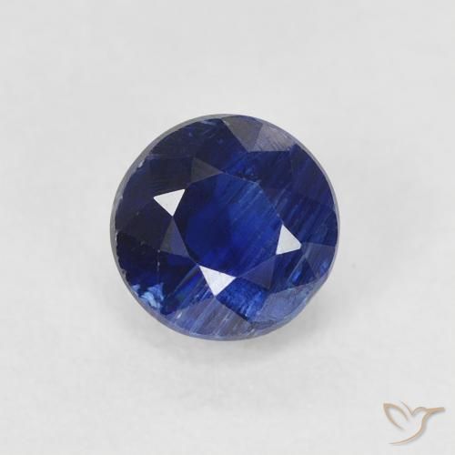 0.80ct Natural Azul oscuro Cianita, Redondo, SI