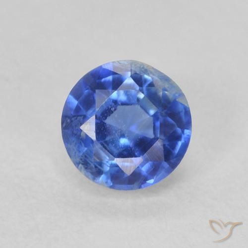 0.42ct Natural Azul medio Cianita, Redondo, SI