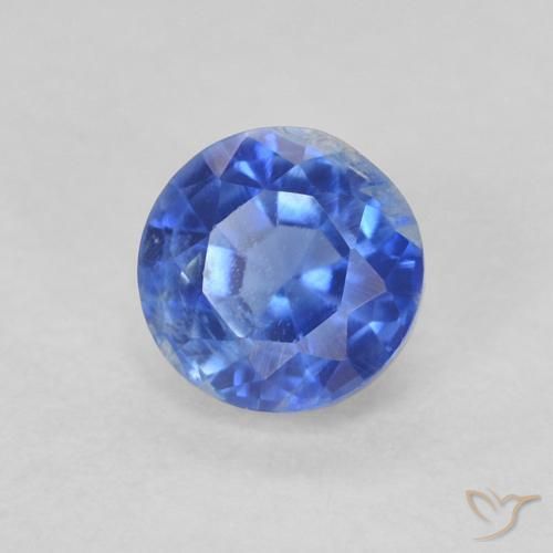 Cianita Azul medio natural de 0.42 ct, Redondo, SI