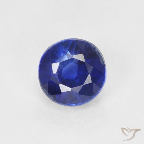0.45ct Natural Azul marino intenso Cianita, Redondo, VS-SI