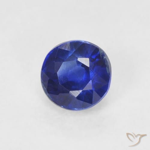 Cianita Azul marino intenso natural de 0.45 ct, Redondo, VS-SI