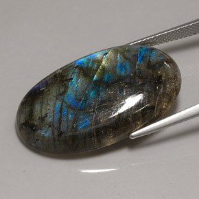 Labradorita multicolor natural de 31,68 ct, transparente, transparente / translúcido