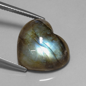 Labradorita multicolor natural de 11,96 ct, forma de corazón, translúcido
