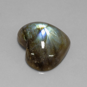 Labradorita multicolor natural de 11,96 ct, forma de corazón, translúcido