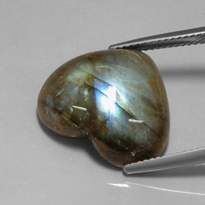 Labradorita multicolor natural de 11,96 ct, forma de corazón, translúcido