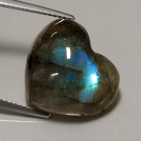 Labradorita multicolor natural de 13,50 ct, forma de corazón, translúcido