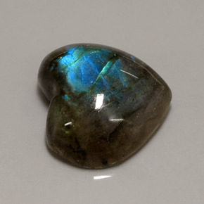Labradorita multicolor natural de 13,50 ct, forma de corazón, translúcido