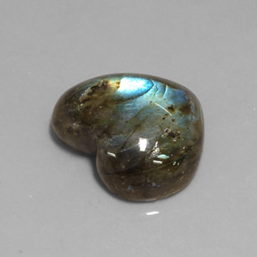 Labradorita multicolor natural de 11,69 ct, forma de corazón, translúcido