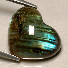 Labradorita multicolor natural de 12,57 ct, forma de corazón, translúcido