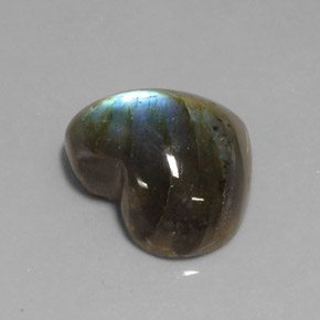 Labradorita multicolor natural de 13,91 ct, forma de corazón, translúcido