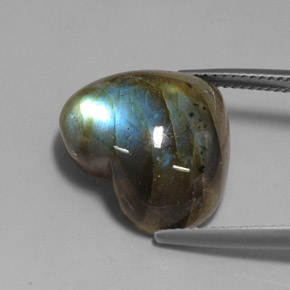 Labradorita multicolor natural de 13,91 ct, forma de corazón, translúcido