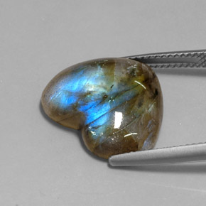 Labradorita multicolor natural de 10,21 ct, transparente, transparente / translúcido