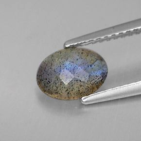 Labradorita Multicolor natural de 0.88 ct, Corte Óvalo, Translúcido