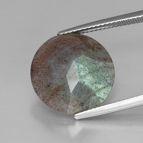 Labradorita Multicolor natural de 10.20 ct, Corte Redondo, Opaco